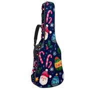 Luoweisi Guitar Bag Full Size, 39 40 41inch Acoustic Classical Guitar Gig Bag 10mm Thick Padded, Santa Claus Candy Xmas Guitar Case Waterproof with Pocket Adjustable Shoulder Strap, Shockproof