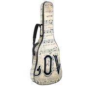 Luoweisi Guitar Bag Full Size, 39 40 41inch Acoustic Classical Guitar Gig Bag 10mm Thick Padded, Vintage Love Sheet Music Bird Flower Guitar Case Waterproof with Pocket Adjustable Shoulder Strap