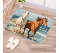 Luoweisi Horses Running Door Mat 50 x 80 cm, Non-Slip Machine Washable Entryway Rug, Dog Door Mat, Super Absorbent Entry Rug for Front Door, Back Door, Kitchen, Bathroom