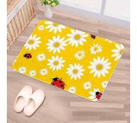 Luoweisi Ladybugs Daisy Yellow Door Mat 50 x 80 cm, Non-Slip Machine Washable Entryway Rug, Dog Door Mat, Super Absorbent Entry Rug for Front Door, Back Door, Kitchen, Bathroom