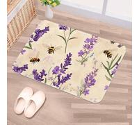 Luoweisi Lavenders Bees Door Mat 50 x 80 cm, Non-Slip Machine Washable Entryway Rug, Dog Door Mat, Super Absorbent Entry Rug for Front Door, Back Door, Kitchen, Bathroom