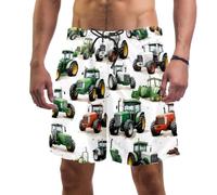 Luoweisi Mens Swimming Shorts Quick Dry, Cute Tractors Board Shorts Men with Pockets and Mesh Liner XXL Multicoloured