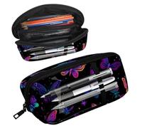 Luoweisi Pencil Case, Large Opening Pencil Pouch, Portable Stationery Organizer Pencil Bag, Office Travel Multifunctional Bag- Neon Butterfly