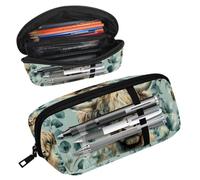 Luoweisi Pencil Case, Large Opening Pencil Pouch, Portable Stationery Organizer Pencil Bag, Office Travel Multifunctional Bag- Sage Eucalyptus Highland Cow