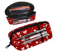 Luoweisi Pencil Case, Large Opening Pencil Pouch, Portable Stationery Organizer Pencil Bag, Office Travel Multifunctional Bag- Red Hearts