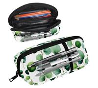 Luoweisi Pencil Case, Large Opening Pencil Pouch, Portable Stationery Organizer Pencil Bag, Office Travel Multifunctional Bag- Watercolor Eucalyptus Leaves