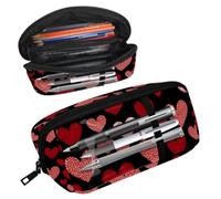 Luoweisi Pencil Case, Large Opening Pencil Pouch, Portable Stationery Organizer Pencil Bag, Office Travel Multifunctional Bag- Hearts Black