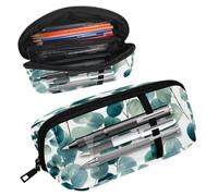 Luoweisi Pencil Case, Large Opening Pencil Pouch, Portable Stationery Organizer Pencil Bag, Office Travel Multifunctional Bag- Watercolor Eucalyptus Leaves
