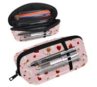 Luoweisi Pencil Case, Large Opening Pencil Pouch, Portable Stationery Organizer Pencil Bag, Office Travel Multifunctional Bag- Daisies Hearts