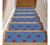 Luoweisi Polka Dots Bows Stair Treads for Wooden Steps, 15 Pack 30"x8" Non-Slip Indoor Stair Runner Stair Rugs Mats Covers for Dogs, Kids, Elder with Reusable Adhesive