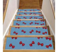 Luoweisi Polka Dots Bows Stair Treads for Wooden Steps, 15 Pack 30"x8" Non-Slip Indoor Stair Runner Stair Rugs Mats Covers for Dogs, Kids, Elder with Reusable Adhesive