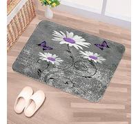 Luoweisi Purple Daisy Flower Butterflies Area Rug Carpet Non-Slip Floor Mat Doormats for Living Room Bedroom Nursery Kitchen Hallway Pets 90 x 60 cm (35 x 24 inch) Machine Washable
