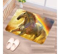 Luoweisi Running Horse Rainbow Door Mat 50 x 80 cm, Non-Slip Machine Washable Entryway Rug, Dog Door Mat, Super Absorbent Entry Rug for Front Door, Back Door, Kitchen, Bathroom