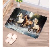 Luoweisi Running Horse Waterfall Door Mat 50 x 80 cm, Non-Slip Machine Washable Entryway Rug, Dog Door Mat, Super Absorbent Entry Rug for Front Door, Back Door, Kitchen, Bathroom