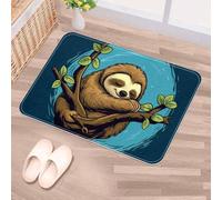 Luoweisi Sloth Sleeping Door Mat 50 x 80 cm, Non-Slip Machine Washable Entryway Rug, Dog Door Mat, Super Absorbent Entry Rug for Front Door, Back Door, Kitchen, Bathroom