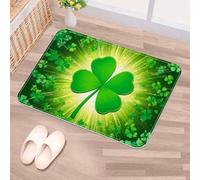 Luoweisi St. Patrick's Day Clover Door Mat 50 x 80 cm, Non-Slip Machine Washable Entryway Rug, Dog Door Mat, Super Absorbent Entry Rug for Front Door, Back Door, Kitchen, Bathroom