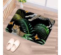 Luoweisi Tropical Leaf Leopard Door Mat 50 x 80 cm, Non-Slip Machine Washable Entryway Rug, Dog Door Mat, Super Absorbent Entry Rug for Front Door, Back Door, Kitchen, Bathroom