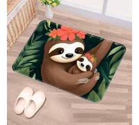 Luoweisi Tropical Sloth Door Mat 50 x 80 cm, Non-Slip Machine Washable Entryway Rug, Dog Door Mat, Super Absorbent Entry Rug for Front Door, Back Door, Kitchen, Bathroom