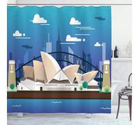 Luowenji Australia Shower Curtain Sydney Opera House Shower Curtains Mould Proof Resistant 120x180 cm 3D Bathroom Bath Curtain Waterproof Fabric with Hooks for Wet Room A2689