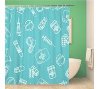 Luowenji Doctor Shower Curtain Nurse Shower Curtains Mould Proof Resistant 180x180 cm 3D Bathroom Bath Curtain Waterproof Fabric with Hooks for Wet Room 1955L