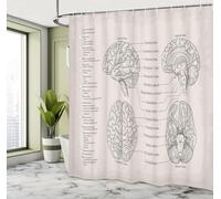 Luowenji Human Brain Illustration Shower Curtain Anatomy Shower Curtains Mould Proof Resistant 180x200 cm 3D Bathroom Bath Curtain Waterproof Fabric with Hooks for Wet Room 6765L