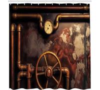 Luowenji Retro Industrial Shower Curtains Mould Proof Mildew Resistant, Bathroom Shower Curtain 240x200 cm Rust Bath Curtain 3D Waterproof Fabric with Hooks for Wet Room Bathtub D6782