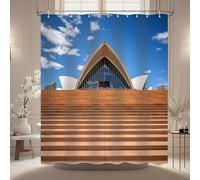 Luowenji Sydney Opera House Shower Curtain Australia Shower Curtains Mould Proof Resistant 120x180 cm 3D Bathroom Bath Curtain Waterproof Fabric with Hooks for Wet Room 8345L