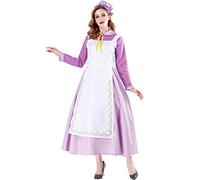 LUOXIYOUXUAN Maid service for Mrs. Teapot Maid Cosplay Costume, Anime Cosplay Costume French Maid Outfit Halloween, 4 Pcs As A Set Contains: hat, dress, apron, bow tie (M)