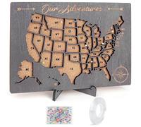 Luoyadee Cork Board USA Map Pin Board, US Map Tracker for Travel, Maps of USA for Traveling, United States Travel Maps for Couples Gift for RV Vacations, Home Classroom Wall Deocor, 12" x 8"