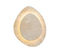 LUOYAOB Beige Stone Backlit Wall Light Modern Minimalist Irregular Pebble Shape Lamp Japanese Style Travertine Wall Sconce for Bedroom