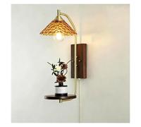 LUOYAOB European Pull Chain Wall Sconce Modern Wall Lamp Creative Wood Glass Globe Wall Light Storage Panel Design Bedside Bedroom Living Room Hallway Reading Light Fixture(Style D)