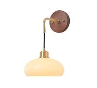 LUOYAOB Mid-Century Modern Bedside Wall Sconces Japanese Vintage Wood Brass Wall Lamp Retro Indoor Home Decor Lights Fixture for Bedroom Living Room Hallway Study