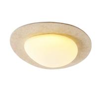 LUOYAOB Mid Century Modern Irregular 12.6in Ceiling Lights Travertine Body Semi Flush Mount Ceiling Lamps Acrylic Shade Ceiling Light Fixture for Bedroom Living Room