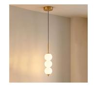 LUOYAOB Modern Long Bar Glass Globe Pendant Light Brass Hanging Chandelier Adjustable Height Ceiling Lamp with 3 Globes Gold Finish Indoor Lighting Fixture for Foyer Staircase(Brass)
