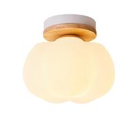 LUOYAOB Modern Nordic Flush Mount Ceiling Light Japanese Wood Frosted Glass Small Ceiling Lamp Fixture Indoor Home Decor for Bedroom Kids Room Hallway Entryway(16cm)