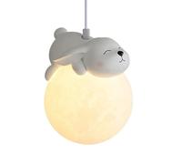 LUOYAOB Nordic Cute Planet 3D Moon Ceiling Hanging Lamp Modern Ball Small Kids Room Pendant Light Dimmable Girls Chandelier for Bedroom Boys Bedside(Rabbit)