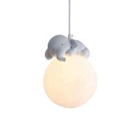 LUOYAOB Nordic Cute Planet 3D Moon Ceiling Hanging Lamp Modern Ball Small Kids Room Pendant Light Dimmable Girls Chandelier for Bedroom Boys Bedside(Elephant)