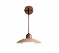 LUOYAOB Travertine Wall Sconce Adjustable Stone and Wood Wall Light with Frosted Glass Globe Shade Mid Century Farmhouse Wall Lighting for Bedroom Bedside Living Room