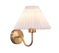 LUOYAOB Vintage Fabric Shade Wall Sconce Antique Brass Curved Arm Wall Lamp E26 Base Bedroom Bedside Living Room Hallway Entryway Wall Lighting Fixture Decor(White lampshade)