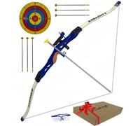 Luoyer Archery Set for Children and Teenagers Beginners Sports with Suction Cup Arrows 3-Piece Take-Down Recurve Bow Indoor Outdoor Garden Game (Blue)