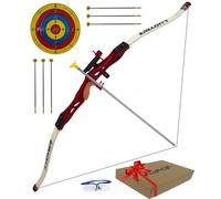 Luoyer Archery Set for Children and Teenagers Beginners Sports with Suction Cup Arrows 3-Piece Take-Down Recurve Bow Indoor Outdoor Garden Game (Red)
