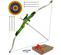 Luoyer Archery Set for Children and Teenagers Beginners Sports with Suction Cup Arrows 3-Piece Take-Down Recurve Bow Indoor Outdoor Garden Game (Green)