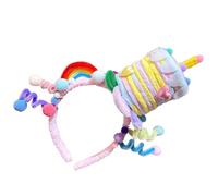 Luoyiyuan Colorful Twisted Stick Birthday Cake Headband with Cartoon Star Headpieces Soft Fabric Hair Accessory for Parties