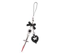 Luoyiyuan Trendy Phone Lanyard Gothic Butterfly Heart Keychain Pendant Strap Portable Accessory, D, One size