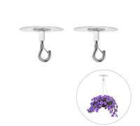 Luoyuanjia 2 PCS Adhesive Ceiling Hook Sturdy Sticky Hook Heavy Duty Self-Stick Ceiling Hooks No Drilling Ceiling Hooks for Kitchen, Bathroom, Office, Plants, Wind Chimes, Lights, and Balloons
