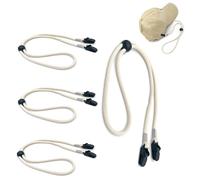 Luoyuanjia 4pcs Hat Retainer Clip, Polyester, White, Adjustable, Lightweight, Anti Lost, Sports, Outdoor, Unisex-Adults