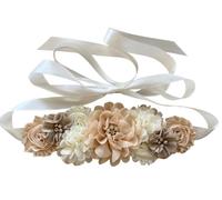 Luoyunna Maternity Flower Belt for baby shower Mommy Sash Pregnancy Belt, Champagne, width： 1 inch， length： 94.5 inches