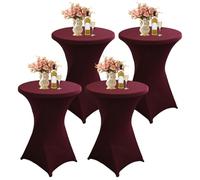 LUOZIQINX Cocktail Table Cover 80x110cm, 2/3/4/5 PCS Fitted Spandex Cocktail Tablecloth, Stretch Poseur Bar Table Cloth for Wedding, Party, Birthday Parties, Home,maroon,4pcs