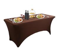 LUOZIQINX Spandex Table Cover, 1PCS Resistant Stretch Tablecloth, Fitted Rectangular Table Cloth for Standard Folding Tables, Washable and Wrinkle,dark brown,6FT
