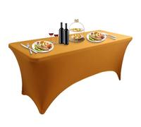 LUOZIQINX Spandex Table Cover, 1PCS Resistant Stretch Tablecloth, Fitted Rectangular Table Cloth for Standard Folding Tables, Washable and Wrinkle,gold,6FT